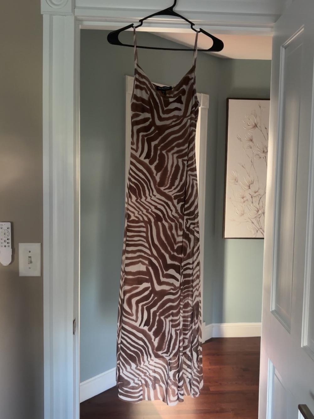 See You Monday Brown & Cream Zebra-Print Slip Dress